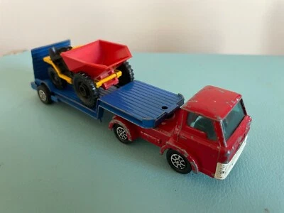 Corgi Juniors 6” FORD D SERIES Dumper LOW LOADER TRAILER Diecast Lorry Blue Red - Image 1 of 4