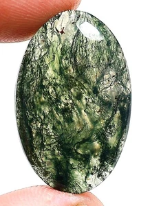 Piedra preciosa cabujón ovalado ágata ópalo musgo verde natural 22 quilates 5x19X29 mm CW-465 - Imagen 1 de 1