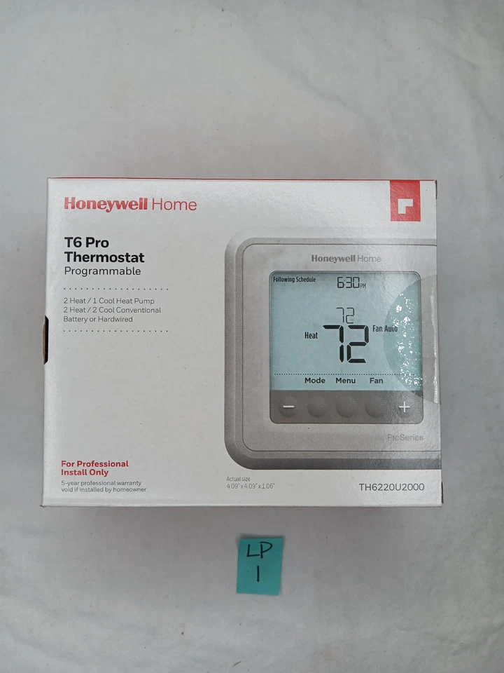 Honeywell *CONTRACTOR BRANDED - see pics* T6 PRO TH6220U2000 Thermostat - Image 1 of 4
