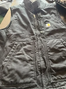Carharttt Men’s Sz L Black Fur Lined Vest - Picture 1 of 4