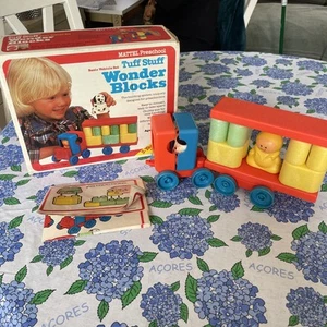 Vtg 1980 Wonder Building Blocks Mattel Tuff Stuff Basic Vehicle Set - Picture 1 of 11