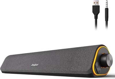Soundbar LED alimentato da USB basso - altoparlanti stereo cablati TV, PC, desktop, laptop - Immagine 1 di 4