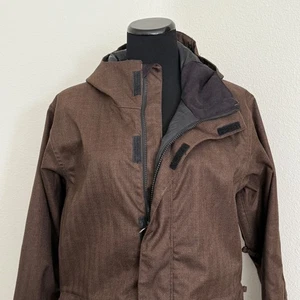 Mens M6 Brown Herringbone Hooded Winter Snowboard Ski Jacket Size S - Picture 1 of 10