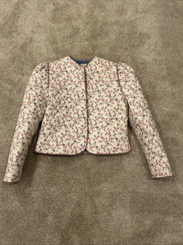 Chaqueta Vera Bradley Acolchada Floral Vintage Acolchada Hombros Talla Mediana Foto 1 de 4