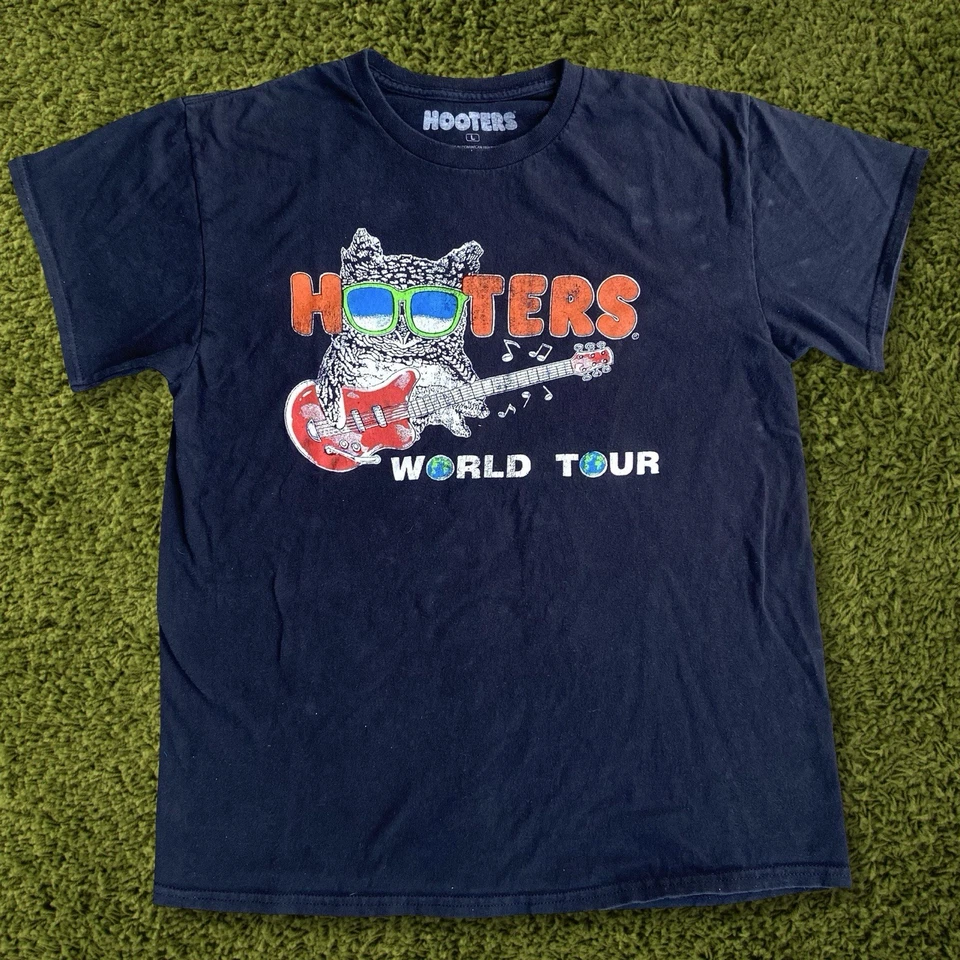 Camiseta Hooters Para Hombre Talla Grande Negra Gira Mundial Agotada Camiseta Gráfica Estampado Raro Foto 1 de 4
