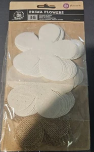 Prima Flowers 36 large burlap Flowers Three colors White Off White Tan Burlap - Picture 1 of 6