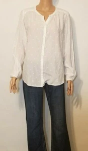 Old Navy Classy White Lightweight Long Sleeve Button Up Loose Fit Blouse Size M - Picture 1 of 6