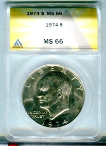 1974 Ike Dollar ANACS MS66 Mint State 66 #6119493 - Picture 1 of 2