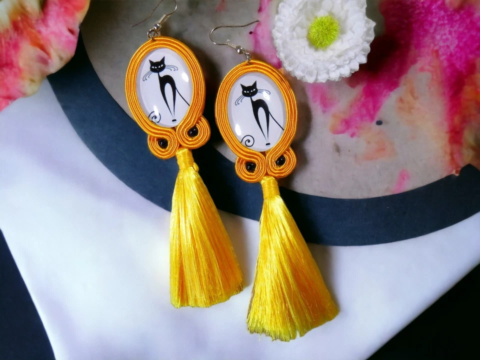 Ohrringe Technik soutache Kunsthandwerk.  - Bild 1 von 4