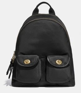 Coach Carrie Black Backpack With Vintage Rose Print Interior NWTs - Picture 1 of 5