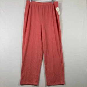 NWT Vintage Notations Pink Coral Rib Knit Straight Leg Pull-on Pants size 18/20 - Picture 1 of 10