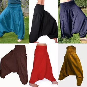 Cotton Ali Baba Harem Gypsy Hippie Baggy Pants Indian Women Trouser Boho Yoga US - Picture 1 of 17