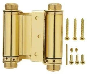 Everbilt 683221 DOUBLE ACTION 3" SPRING HINGE, BRASS FINISH 683 221, BRAND NEW  - Picture 1 of 1