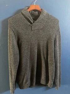 Mens Chaps Shawl Collar Pullover Sweater 100% Cotton Dark Gray Size Large L - Picture 1 of 3
