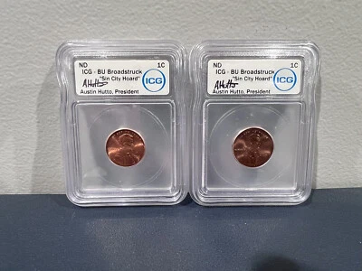 2x 1 c centavo Lincoln icg BU Broadstruck Sin City Hoard Austin Hutto 1999 y 2000 Foto 1 de 3