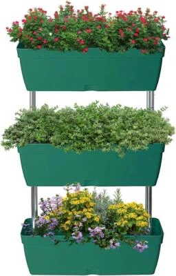 3 Tier Vertical Planter Elevated Raised Garden Bed Grow Box Plants Flower Veg - Image 1 of 4