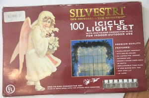 New Silvestri 100 Icicle Light Set Indoor Outdoor Use 13 Foot Long 48 Watts - Picture 1 of 5