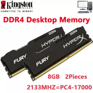 HyperX FURY DDR4 2X8GB 2133 PC4-17000 Desktop RAM Memory DIMM 288pin 1.2V - Picture 1 of 13