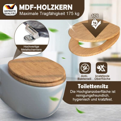 HOMSEAT WC Sitz Toilettensitz Toilettendeckel Holz Toilettensitze mit Absenkautomatik