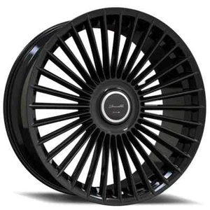 22'' Giovanna Cabo Gloss Black Wheels Tires S580 S63 GLE X5 X6 X7 A8 Camaro LS - Picture 1 of 4