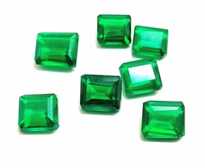 4 Pcs Flawless Green Moldavite Natural Certified Emerald Cut Loose Gemstone KKL - Picture 1 of 8