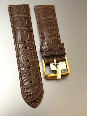 Correa de Reloj DeBeer PARÍS 24/20 Genuino Cocodrilo Semi-Brillante Marrón Hecho a Mano Almohadilla Foto 1 de 4
