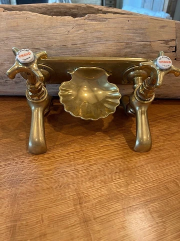 Antique French Brass Bathroom Faucet with Soap Dish Cover