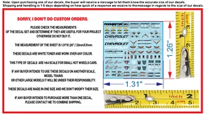 White Toner 1/64 Water Slide Decal Set For Chevy Camaro & Corvette For Hot Wheel - Picture 1 of 5