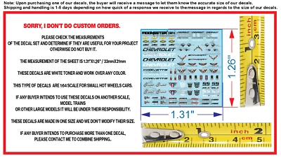 Juego de calcomanías de tóner blanco 1/64 tobogán acuático para Chevy Camaro y Corvette para Hot Wheel Foto 1 de 4