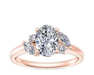 2 .25 Ct Oval IGI Certified Lab Grown Diamond Engagement Ring 14K Rose Gold - Picture 1 of 9