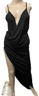 La Perla Crystal Cross Back Asymmetric Long Maxi Gown Black Dress IT 44 / US 8