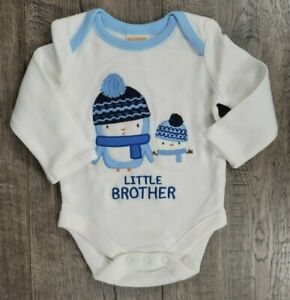 Baby Boy New Gymboree Outlet Newborn Little Brother Penguin Bodysuit
