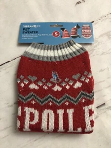 New Vibrant Life Size S “Spoiled" Winter Pet Dog Cat Holiday Sweater Red - Picture 1 of 2