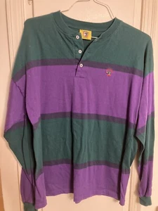 VTG Duck Head Purple Green Long Sleeve Stripe Colorblock Shirt Men’s L USA - Picture 1 of 2