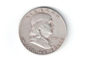 1951-S Franklin Silver Half Dollar. Circulated. - Picture 1 of 2