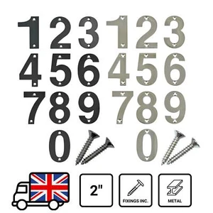Polished Chrome Door Numbers 2" ( 50 mm ) Black House Flat Apartment Shop - Picture 1 of 13