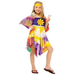 GROOVY 60'S DAISY HIPPIE CHILD HALLOWEEN COSTUME GIRLS SIZE MEDIUM 8-10 - Picture 1 of 1