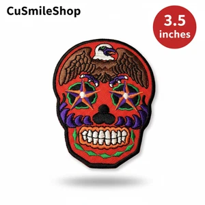 Parche de Halloween Buitre Calavera de Azúcar 3.5" Bordado Insignia Azteca Día de los Muertos - Imagen 1 de 3