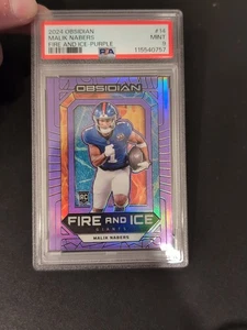 Panini Obsidian Malik Nabers #14 2024 púrpura/50 Fire and Ice novato PSA 9 - Imagen 1 de 3