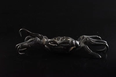 S3235: Antigua ESTATUA japonesa de cangrejo de cobre escultura adorno estatuillas Okimono Foto 1 de 4