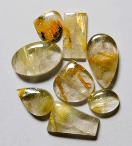 Lote de 8 piezas de piedras preciosas de cabujón sueltas de cuarzo rutilo natural de 118,40 quilates 4 - Imagen 1 de 3