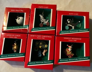 6 MINIATURE HALLMARK KEEPSAKE CHRISTMAS ORNAMENTS (982) NIB 1989 - Picture 1 of 3
