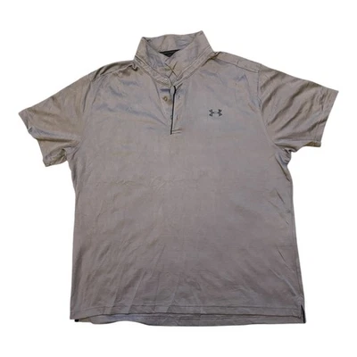 Under Armour HeatGear Feeder Heather Gray Stripe Golf Polo Men’s 2XL Excellent - Image 1 of 4