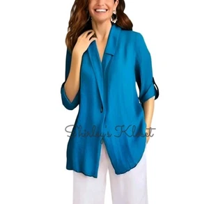 SOFT SURROUNDINGS Lightweight Lagenlook Jacket Topper Toggle Stick Buttons S/M - Picture 1 of 12