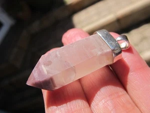 Lithium Quartz Crystal 925 silver Pendant point natural point raw Healing - Imagen 1 de 24