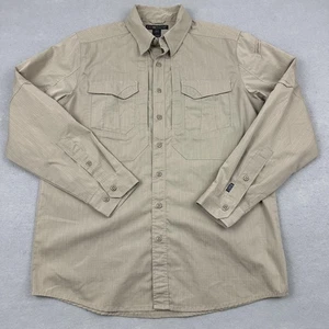 5.11 Tactical Shirt Mens Medium Khaki Button Up Uniform Workwear Conceal Pocket - Picture 1 of 9