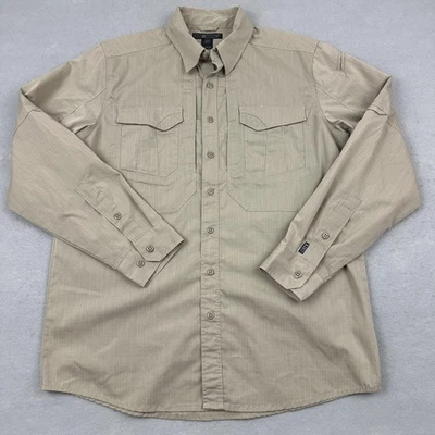5.11 Tactical Shirt Mens Medium Khaki Button Up Uniform Workwear Conceal Pocket - Image 1 of 4