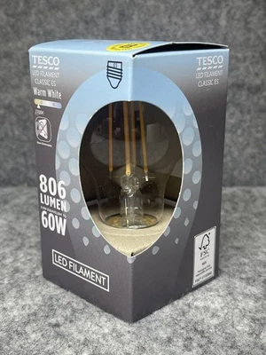 1x 9W (=60W) LED Exposed Filament GLS 2700k Warm White, ES E27 Light Bulbs Lamp - Image 1 of 4