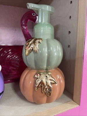 Bath & Body Works Stacked Pumpkins Foaming Soap Pump Holder Dispenser ~ NEW! - Image 1 of 2