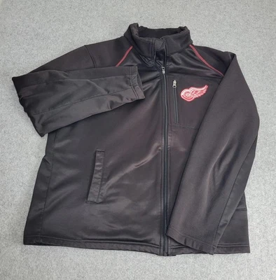 Jaqueta masculina Detroit Red Wings XL preta NHL hóquei macia com zíper forrada de lã - Imagem 1 de 4